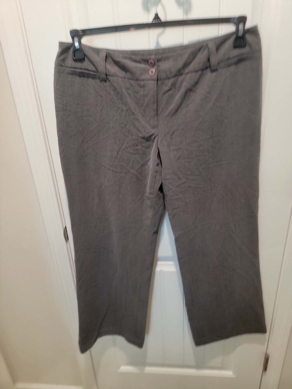 AB Studio Townsend Plus Size 14 Gray Mid-Rise Straight Leg-Wide Leg Pants